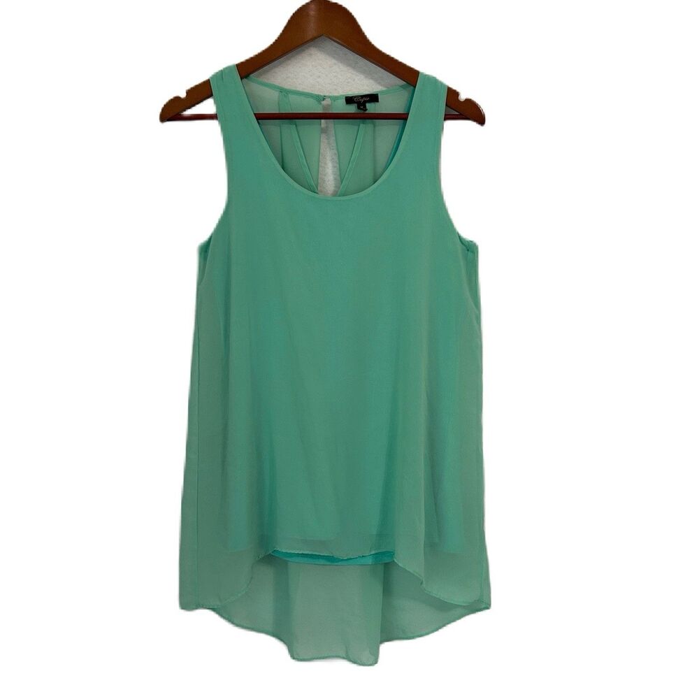 Cupio Top Women M Mint Green Flowy Lined Sleeveless HiLo Feminine Princess Fairy